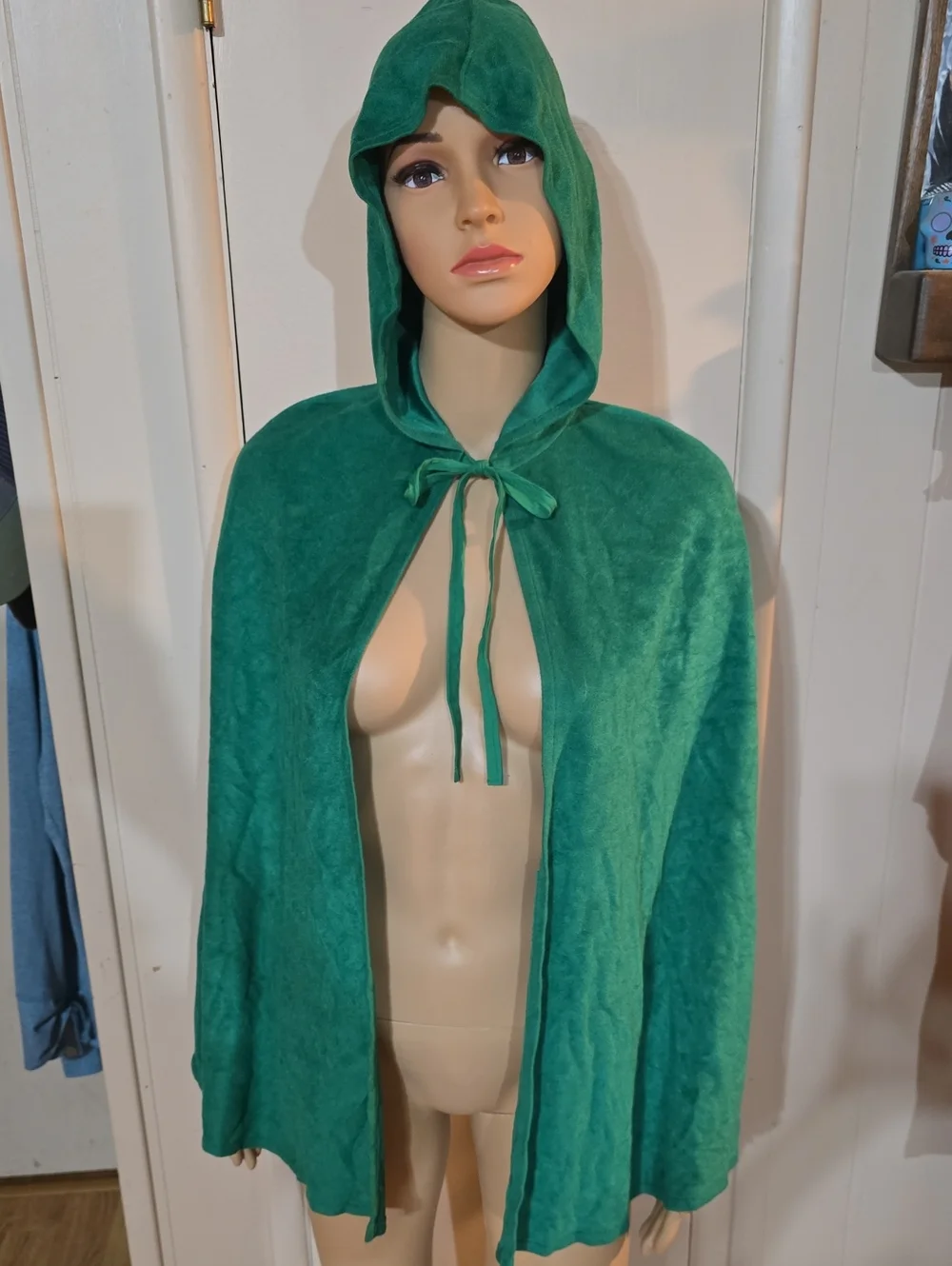 Kids Hooded Green Cloak Jacket